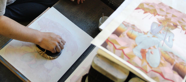 Process photo of the printing of "Parasola."