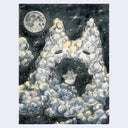 Illustration of Totoro made out of clouds with a smaller Totoro floating up between them.