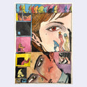 Artistic illustration of a face with colorful abstract elements