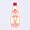 Die cut sticker of a bottle of Kewpie brand mayonnaise, with "giant robot" written along the bottom.