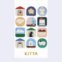Sheet of 12 different stickers, die cut into different shapes matching their cute, yet simplistic images of animals, food, flowers and nature elements.