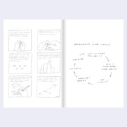 Comic strip and diagram on a white background