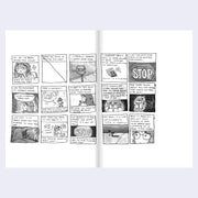 Comic book page with black and white illustrations on a white background