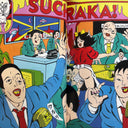 Colorful comic book or graphic novel with various characters and text.