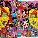 Colorful illustration of a woman on a phone with a vibrant background