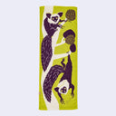 Towel with lemur design on a green background