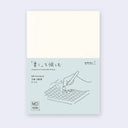 MD Paper notebook with a hand drawing on grid paper illustration on a light green background