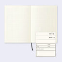 Open notebook with grid pages and a label for 'Idea Diary' that can be used as stickers