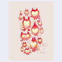 Illustration of many small, cute cartoon devil characters with small stars around them.