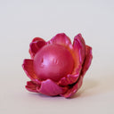 Pink flower-shaped object with a spherical center that has a calm, closed eye face.