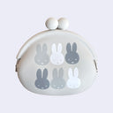 Light gray silicone coin pouch featuring a repeating pattern of Miffy's head in light gray, white and then dark gray.