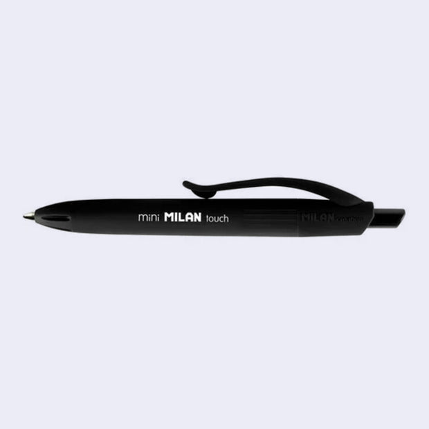 Black pen with 'mini MILAN touch' text on a white background