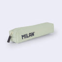 Mint green pencil case, with a zip top and branding on the side that reads "MILAN"