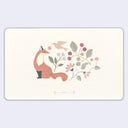 Illustration of a fox and floral elements on a light background