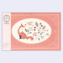 Card with a fox illustration on a pink background