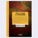 Back cover with text and Viz Media logo on a colorful abstract background