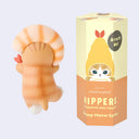 Shrimp-shaped decorative mini figure with packaging on a light purple background