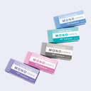 Set of Tombow MONO colors erasers on a light gray background