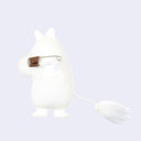Plush pin of Moomintroll from Moomin with a fluffy long tail.