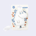 Plush pin of Moomintroll from Moomin with a fluffy long tail.