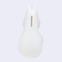 White piggy bank shaped like Moomin with a slot on the back.