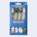 Pack of Moomin mechanical pencils in a blue box with cartoon characters on a white background