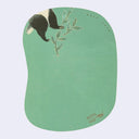 Green postcard with a badger's feet illustration on a light purple background