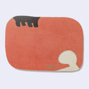 Rounded edged postcard with small snippets of illustrated cat's fluffy tail and feet.