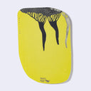 Backside of postcard with rounded edges, greenish yellow with tree silhouettes.