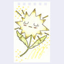 Illustration of a cartoon flower character, with a calm closed eye expression.