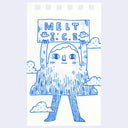 Illustration of an anthropomorphized mountain character, holding up a sign that says "Melt I.C.E."