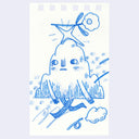 Illustration of an anthropomorphized mountain character, walking with a star and a flower balanced atop its head.