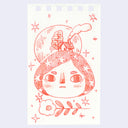 Illustration of character's head with a small house atop of it.