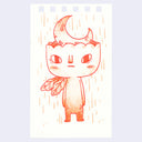 Illustration of an anthropomorphized tulip character, with a crescent moon inside of its head.