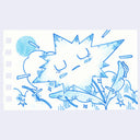 Illustration of an anthropomorphized flower with a sharp, star shaped blossom and a calm, closed eye expression.