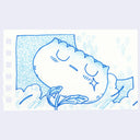 Illustration of an anthropomorphized flower, with a closed eye expression and a star shaped tear coming down its cheek.