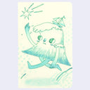 Illustration of an anthropomorphized wave, walking with a small sailboat atop its head.