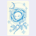 Illustration of an anthropomorphized flower with a sleeping face