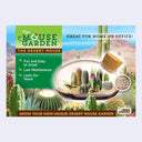 Product packaging for "the Mouse garden - the desert mouse" a glass terrarium with cacti growing within.