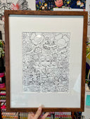 Framed black and white doodle art