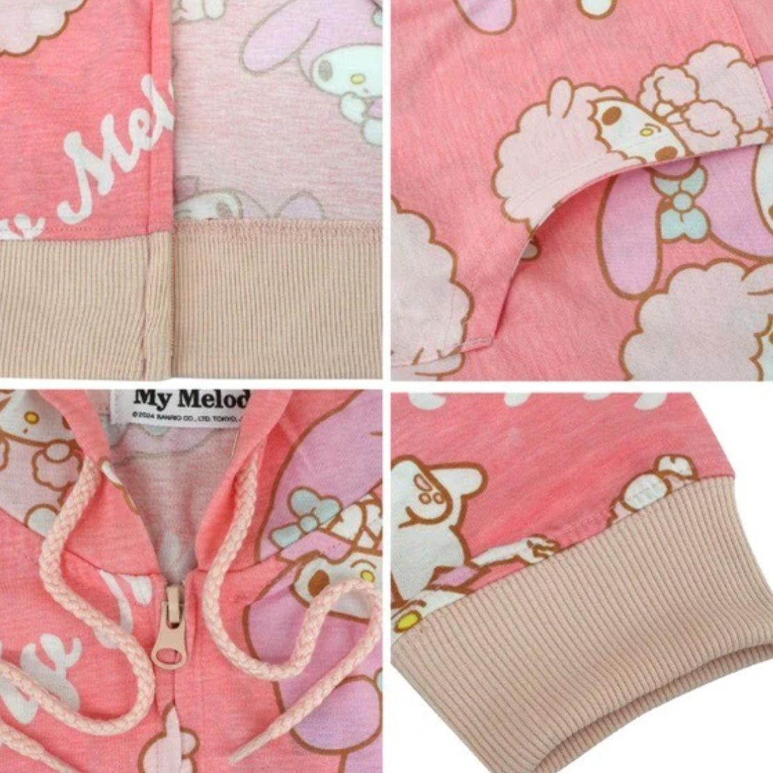 My Melody All-Over-Pattern Zip-up Hoody Jacket (Pink