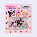 Packaged stickers with imagery of Sanrio characters Kuromi, My Melody and Sweet Piano with cute baked goods.