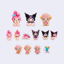 Collection of colorful Sanrio character stickers, My Melody, Kuromi and Sweet Piano.