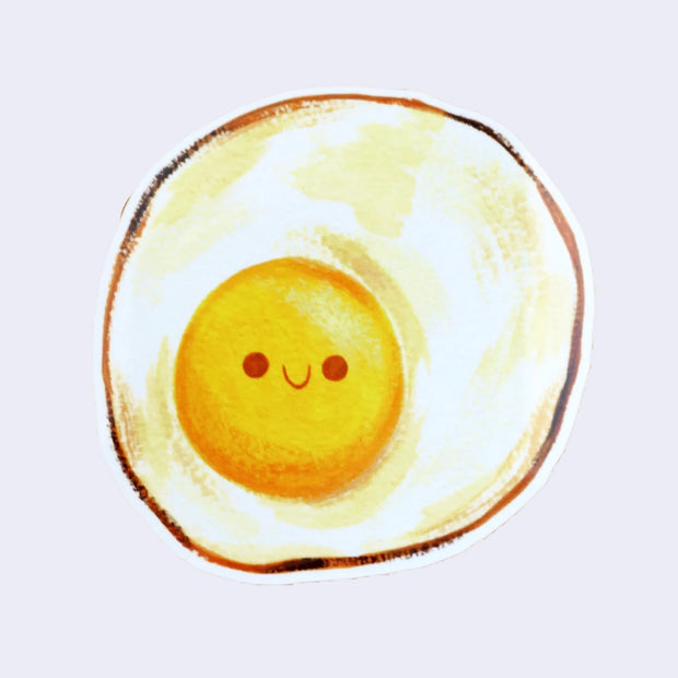 Illustration of a smiling fried egg on a white background