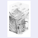 Illustration of a whale with underwater and aerial views on a white background