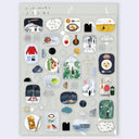 Collection of illustrated stickers on a light gray background