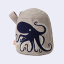 Fabric pouch with an octopus design on a beige background
