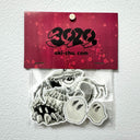 Packaged stickers with a red label featuring '3020' and 'oki-chu.com' on a textured white background.