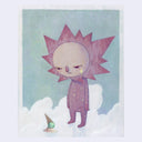 Illustration of an anthropomorphized star character, standing and looking down sadly at a dropped double scoop ice cream cone.