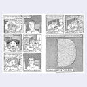 2 page excerpt of black and white panel comics - telling the story of a boy having Passover seder with his family.